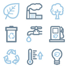 Ecology icons, blue line contour series