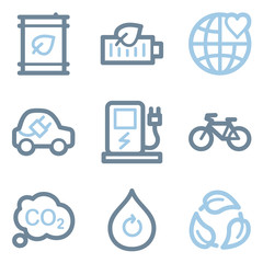 Ecology icons, blue line contour series