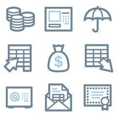 Banking icons, blue line contour series