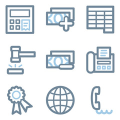 Finance icons, blue line contour series