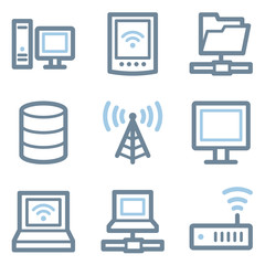 Network icons, blue line contour series