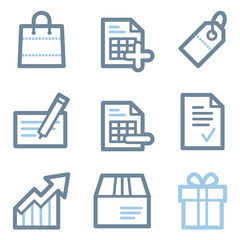 Shopping icons, blue line contour series