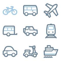 Transport icons, blue line contour series