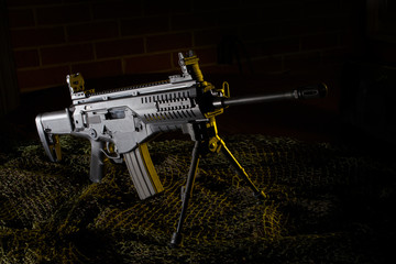 Semi auto rifle with yellow gels