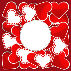 Pattern with white and red hearts