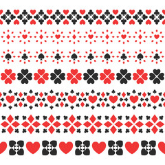 Set of seamless card suits ribbons
