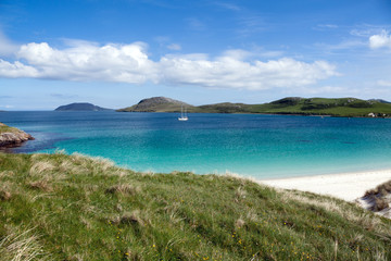 Summer at Hebrides, white beach and colorful sea