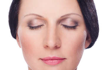 Fototapeta premium Beautiful face of woman with clean fresh skin