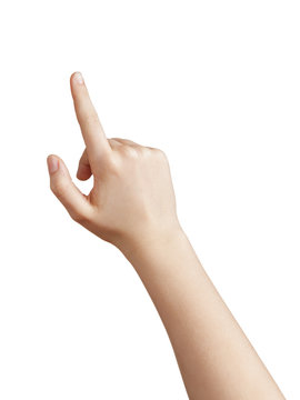 female teen hand pointing or clicking something