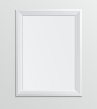 Empty white frame on a white background, design A4 size