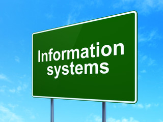 Information concept: Information Systems on road sign background