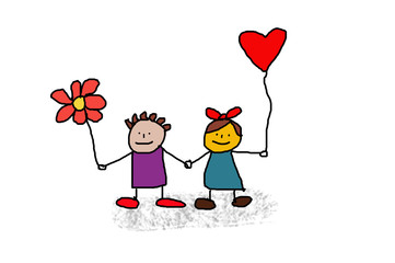 Kids drawing -  valentines day