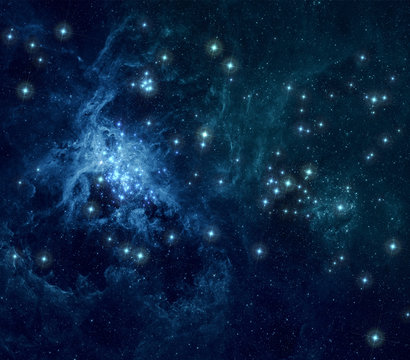 Fototapeta Blue nebula stars background