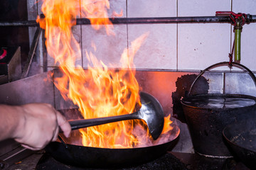 Stir fire cooking