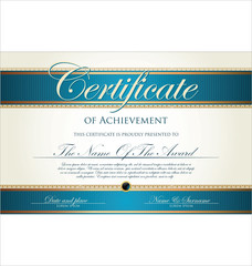 Blue and gold Certificate template