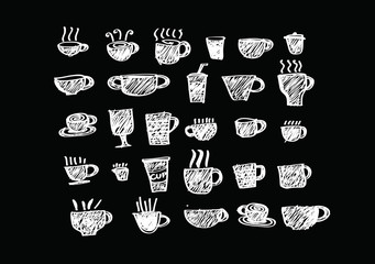 Coffee cup set or Tea cup icon collection design