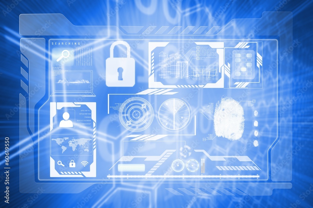 Poster Composite image of background with shiny hexagons