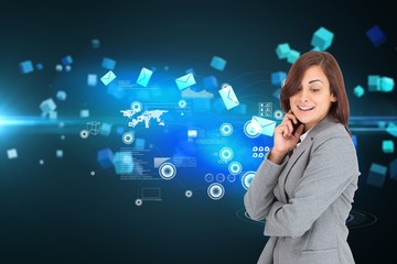 Composite image of happy businesswoman