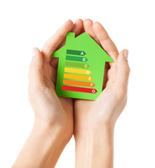 hands holding green paper house