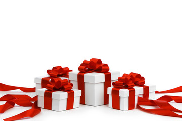 Gift boxes with red bow