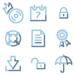 Data security icons, light blue contour