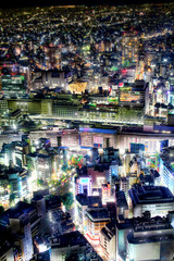 Naklejka premium Wgląd nocy Tokio