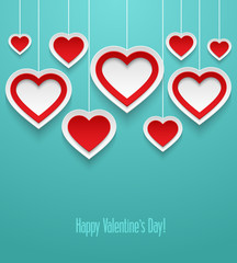 Hanging valentines hearts.