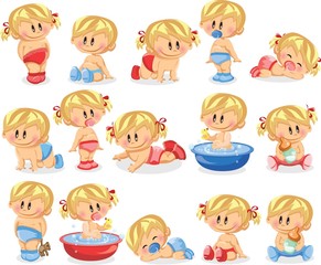 Векторная иллюстрация мальчиков и девочек-младенцев