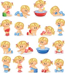 Векторная иллюстрация мальчиков и девочек-младенцев