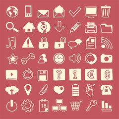 49 iconos web dibujados a mano
