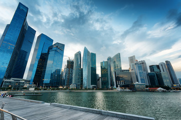 Naklejka premium Skyscrapers in financial district of Singapore