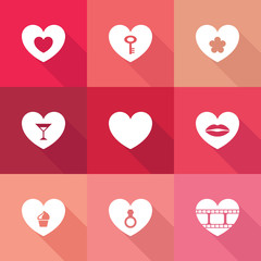 Vector trendy pink heart icon set