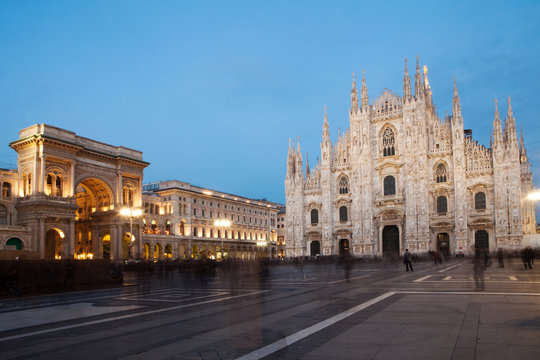 Milan cathedral by night