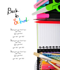 School stationery isolated over white