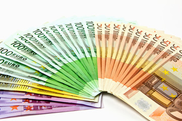Geld Fächer aus verschiedenen Euroscheinen 500 200 100 50