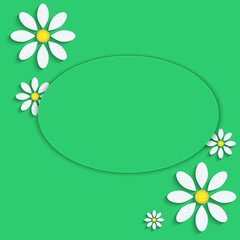 floral background.camomiles from a paper on a green background.v