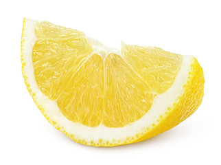 Slice of lemon fruit isolated on white background