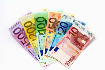 Geldfächer mit 500, 200, 100, 50, 20 & 10 Euroscheine