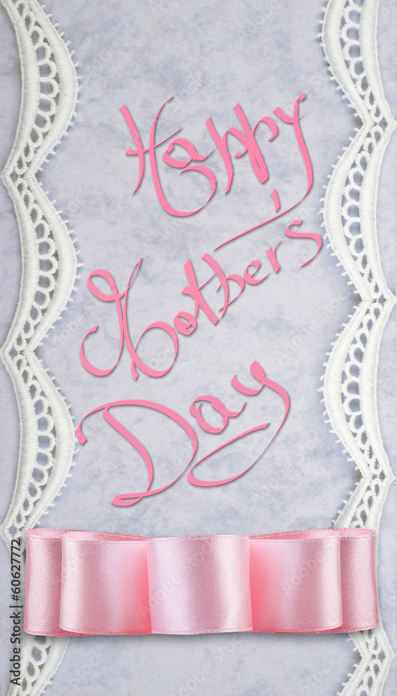 Wall mural Happy Mother's Day on paper with lacy border