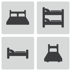 Vector black bed icons set - 60627981