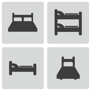 Vector Black Bed Icons Set
