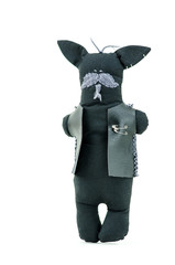 Cute rabbit doll children toy in leather jacket