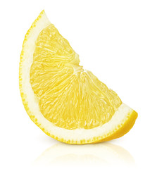 Slice of lemon fruit isolated on white background - obrazy, fototapety, plakaty