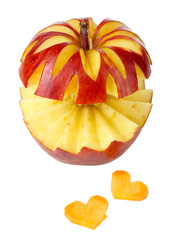 Carving apple isolated on white