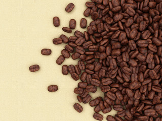 Heap of Coffee Beans on burlap background