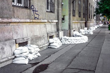 Sandbags at the flood - 60629924