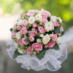 Beautiful bouquet in hand of bride