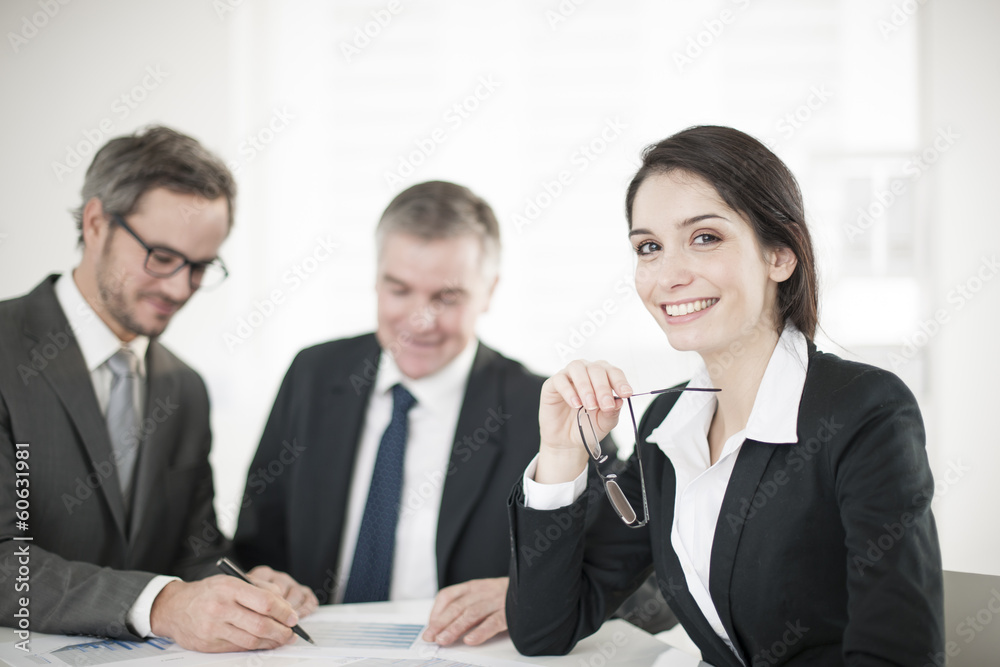 Wall mural businesswoman in meeting