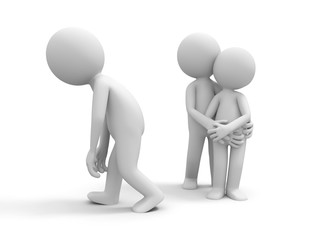 3d people, lovers standing bosom and are happy