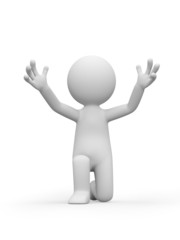 3d people on his knees praising